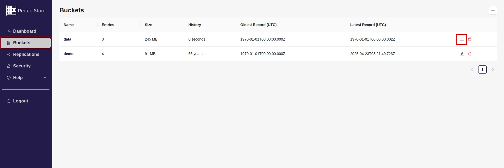 Browse buckets with Web Console